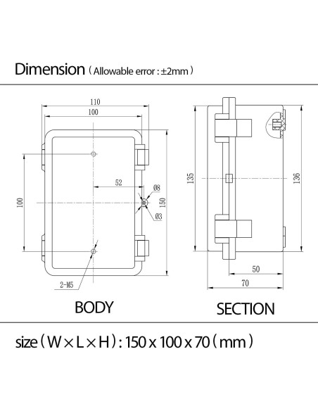 Caja de Conexiones IP65 LMioEtool 150x100x70mm Plástico ABS