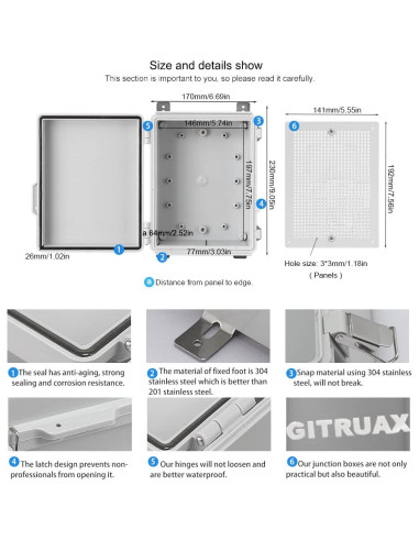 Caja de Conexiones Eléctricas Impermeable GITRUAX 22.1x17x11.2cm