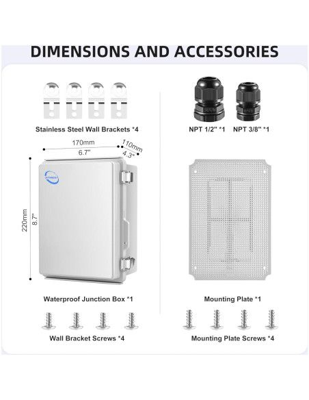 Caja de Conexiones Exterior IP67 RTHIEAI 22x17x11cm Gris
