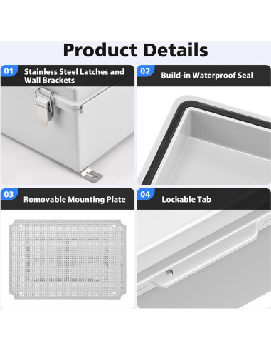 Caja de Conexiones Exterior IP67 RTHIEAI 22x17x11cm Gris