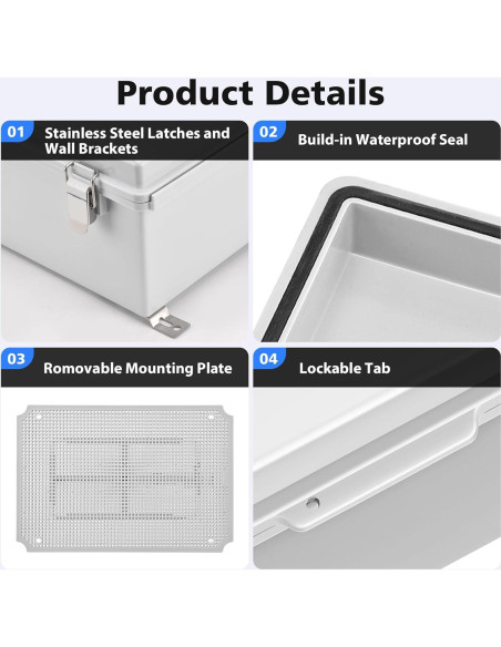 Caja de Conexiones Exterior IP67 RTHIEAI 22x17x11cm Gris