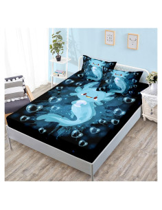 Juego de Sábanas Axolotl HOSIMA Individual Microfibra Azul