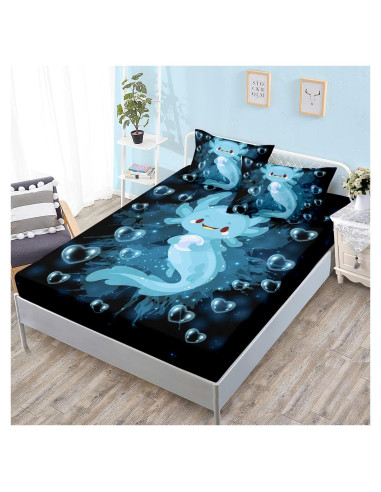 Juego de Sábanas Axolotl HOSIMA Individual Microfibra Azul