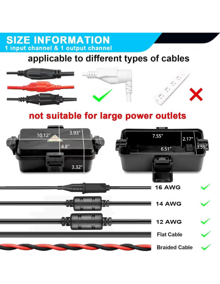Caja Eléctrica Exterior Impermeable DIQMIAQ Negra 19.3x9.9x8.4cm