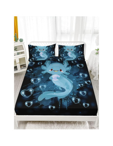 Juego de Sábanas Axolotl HOSIMA Individual Microfibra Azul