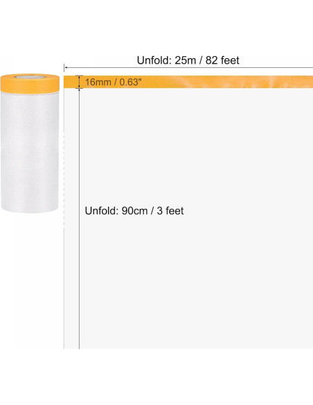 Cinta de Enmascarar uxcell 3Pcs 25m x 90cm Naranja