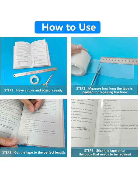 Cinta de Reparación de Libros YINTTIAN 5 cm x 5 m Transparente