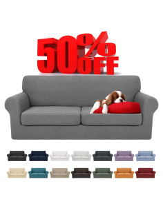Funda de Sofá YEMYHOM 3 Piezas Antideslizante Gris Claro