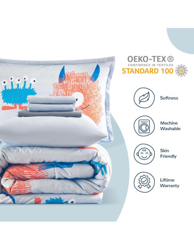 Conjunto de Ropa de Cama SLEEP ZONE 7 Piezas Monstruo Full/Queen