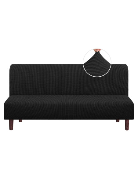 Funda de Futón Elástica PrinceDeco Negra Jacquard 215 cm