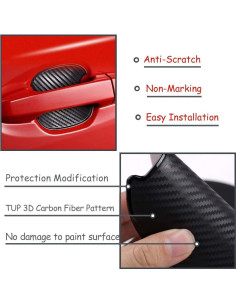 Protector de Manija de Puerta Auto WORCAS 3D Carbono Negro 2