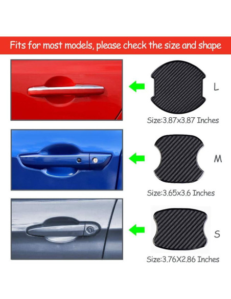 Protector de Manija de Puerta Auto WORCAS 3D Carbono Negro