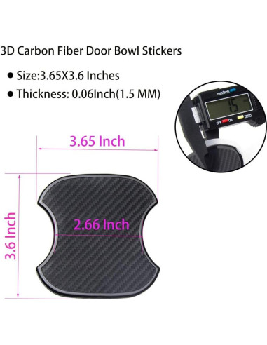 Protector de Manija de Puerta Auto WORCAS 3D Carbono Negro