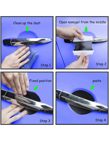 Protector de Manija de Puerta Auto WORCAS 3D Carbono Negro