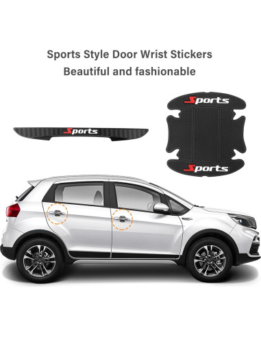 4 Protectores de Puerta y Manija de Coche Stacool Negro