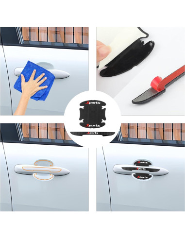 4 Protectores de Puerta y Manija de Coche Stacool Negro