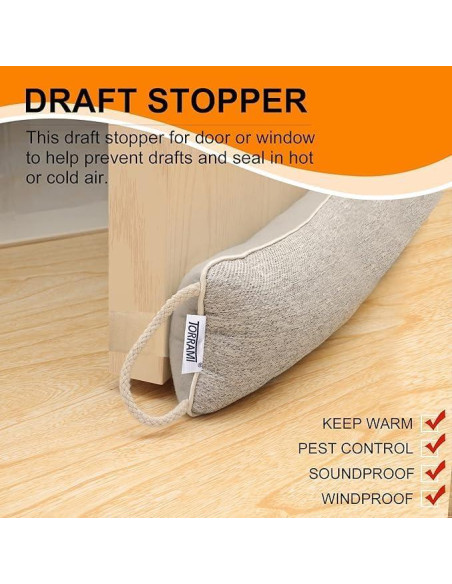 Tapón de Draft TORRAMI 76,2 cm Aislamiento Puertas Gris Claro