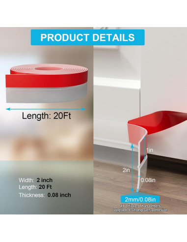 Burlete de Puerta Pluden 20 Pies x 5 cm Silicona Transparente