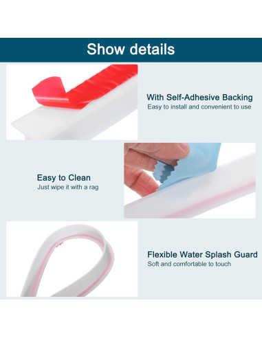 Barrera de Ducha Plegable uxcell 150cm Silicona Blanca