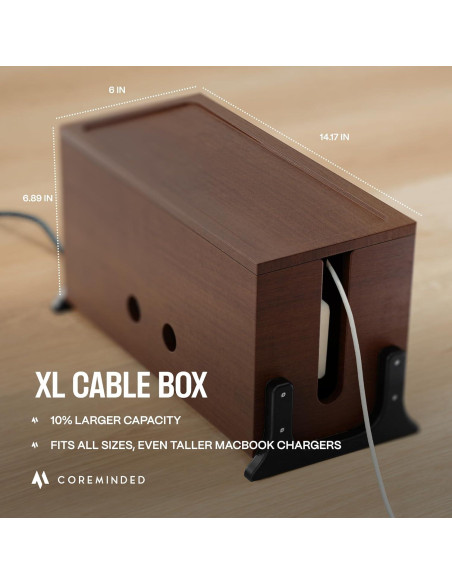 Caja de Gestión de Cables Extra Grande COREMINDED Madera Nuez