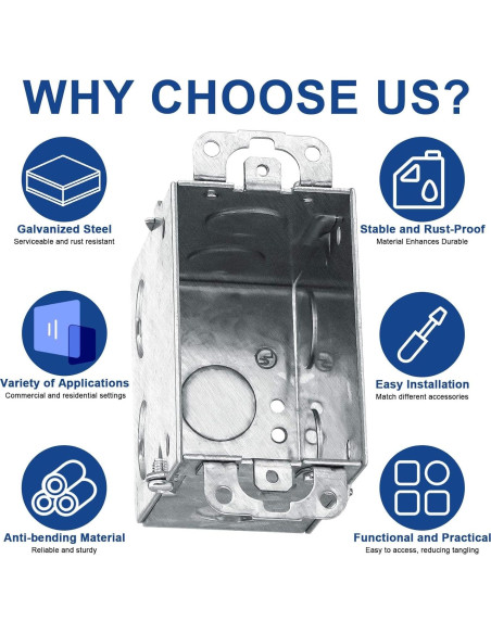 4 Cajas Eléctricas Gangables Yaocom 7,62x5,08cm Acero