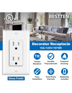 Receptáculos Eléctricos Decorativos BESTTEN 15A 20 Piezas 2