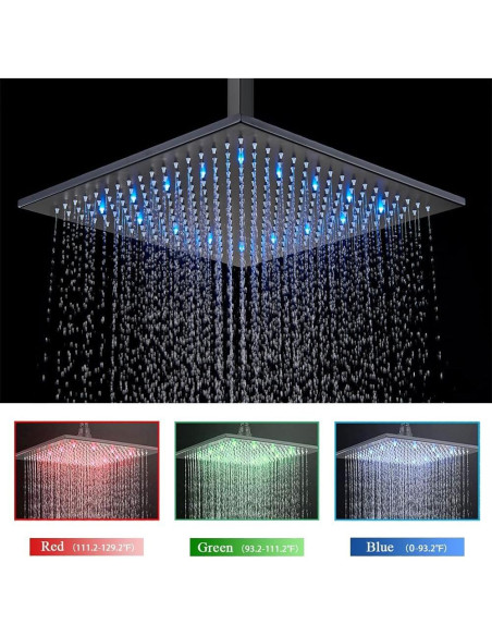 Sistema de Ducha 12" LED Saetow Negro Mate Completo