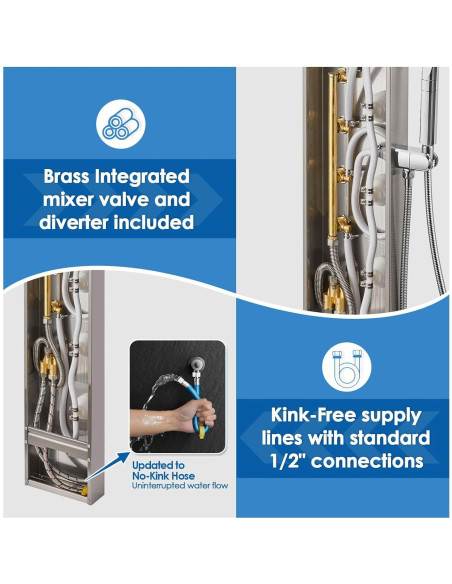 Panel de Ducha ROVOGO Acero Inoxidable 304 5 Jets 3 Funciones