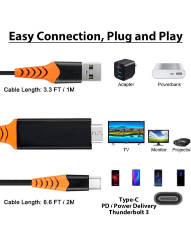 Cable HDMI USB-C 8K/4K Tek Styz 1.8m 60Hz Compatible Xiaomi