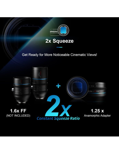 Adaptador Anamórfico SIRUI 1.25x T2.9 para Lentes 82mm