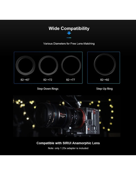 Adaptador Anamórfico SIRUI 1.25x T2.9 para Lentes 82mm