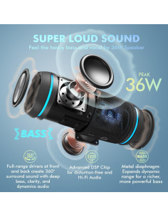 Altavoz Portátil Bluetooth W-KING BT226 36W Impermeable IPX6 2