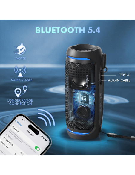 Altavoz Portátil Bluetooth W-KING BT226 36W Impermeable IPX6
