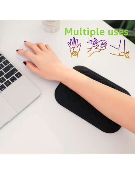 Almohadilla ergonómica LargeLeaf para muñeca y codo negra