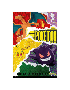 Póster Pokémon Atrápalos Todos 61x91 cm + Tiras Tesa