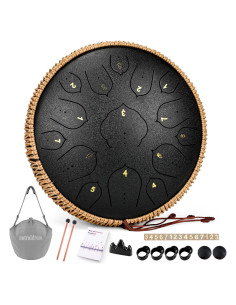 Tambor de Lengua de Acero Natraldrum 14" 15 Notas Re Negro