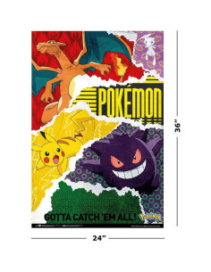 Póster Pokémon Atrápalos Todos 61x91 cm + Tiras Tesa 2