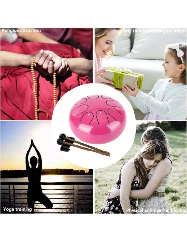 Tambor de Lengua 8 Notas Ubblove 15 cm Acero Rosa