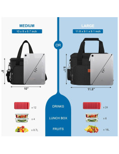 Bolsa de Almuerzo Aislada Femuar 8.7L Negra - Resistente a Fugas 2