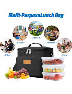 Bolsa de Almuerzo Reutilizable Macadamla Weinas Negra 11.8L 2