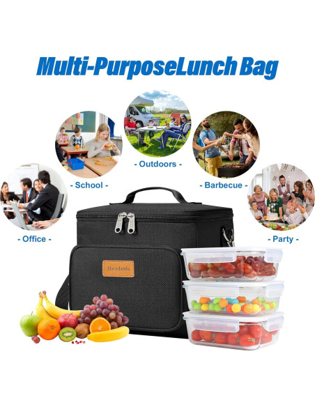 Bolsa de Almuerzo Reutilizable Macadamla Weinas Negra 11.8L