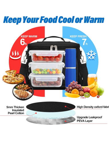 Bolsa de Almuerzo Reutilizable Macadamla Weinas Negra 11.8L