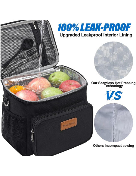 Bolsa de Almuerzo Reutilizable Macadamla Weinas Negra 11.8L