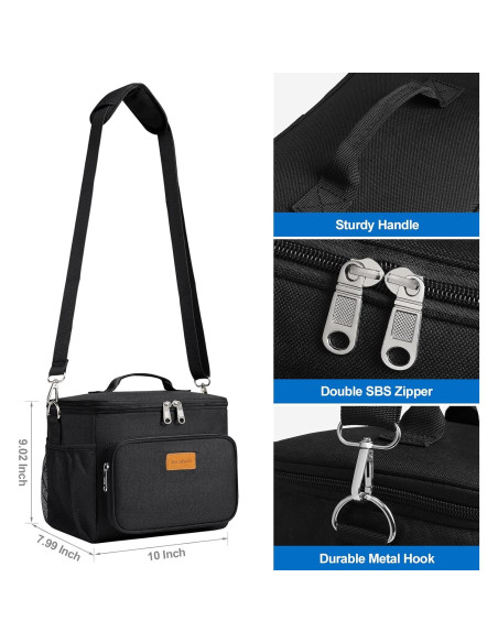 Bolsa de Almuerzo Reutilizable Macadamla Weinas Negra 11.8L