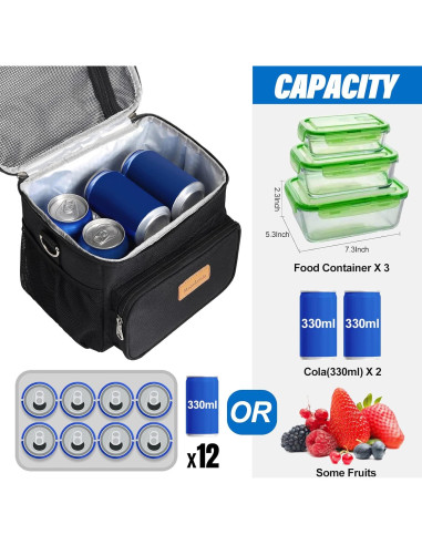 Bolsa de Almuerzo Reutilizable Macadamla Weinas Negra 11.8L