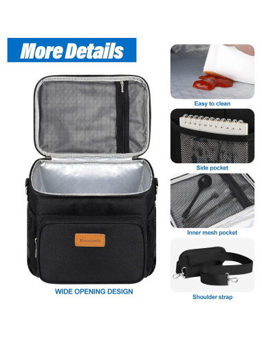 Bolsa de Almuerzo Reutilizable Macadamla Weinas Negra 11.8L