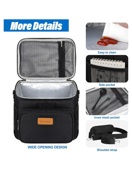 Bolsa de Almuerzo Reutilizable Macadamla Weinas Negra 11.8L