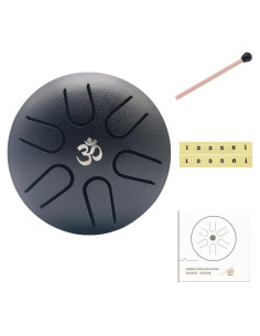 Tambor de Lengua de Acero Yahpetes 9.5 cm 6 Notas C Negro