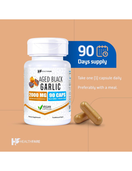 Cápsulas de Ajo Negro Envejecido 2000 mg HealthFare | 90 Veganas