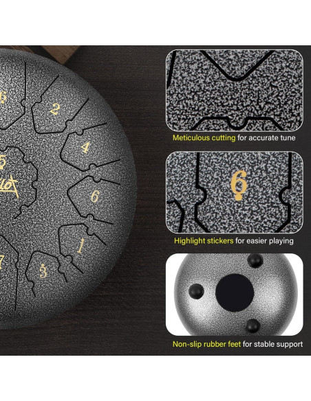 Tambor de Lengua de Acero AKLOT 30,5 cm 13 Notas C con Accesorios